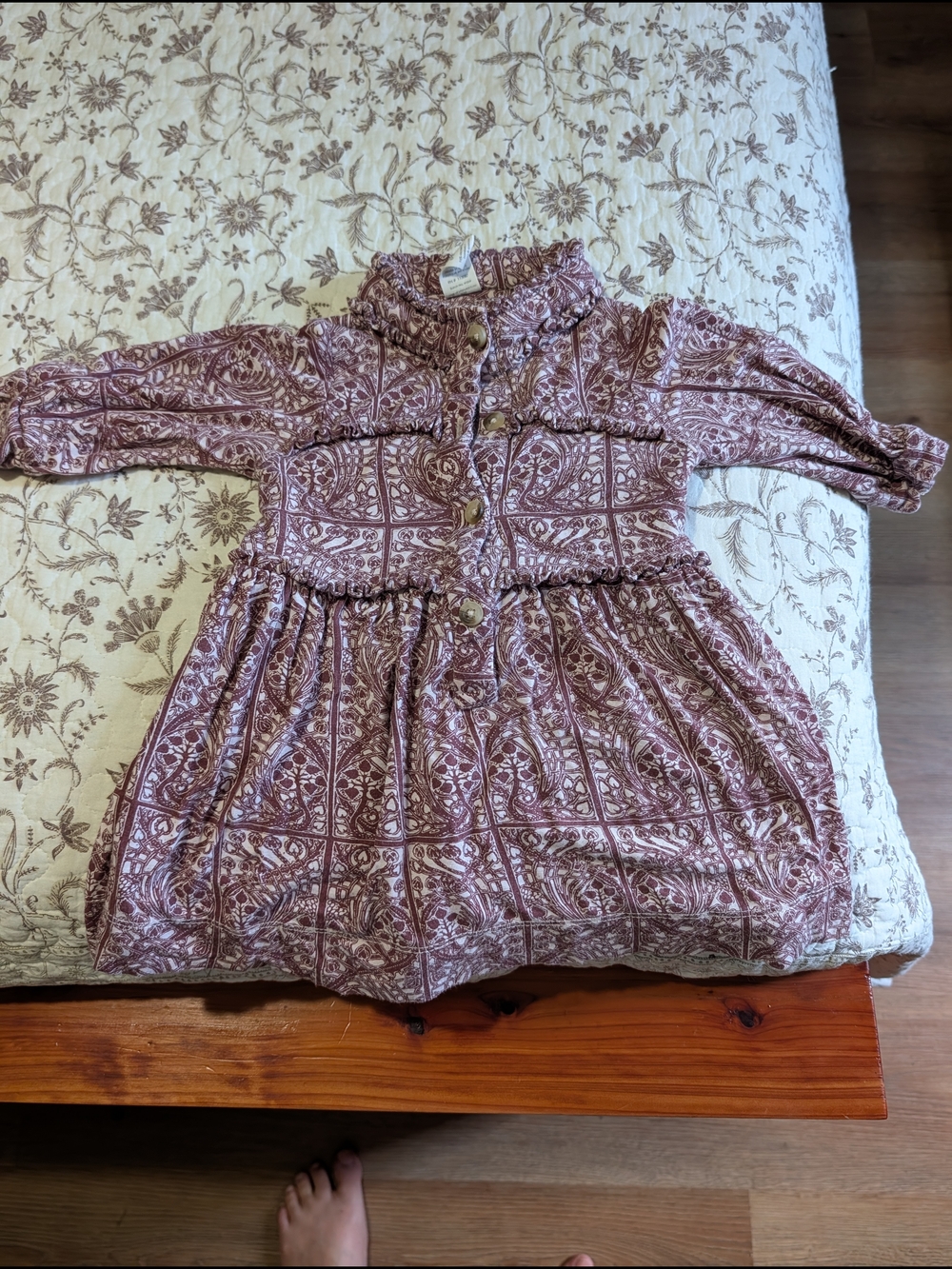 kate quinn Mauve Floral Print Long Sleeve Dress